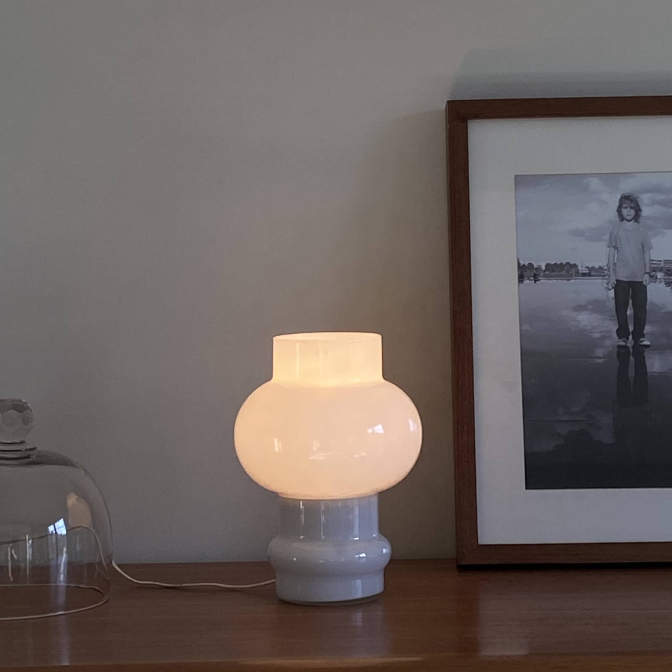 Vintage 60s white opaline glass table lamp LAMP-7146