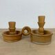 Paire de bougeoirs en bois vintage
