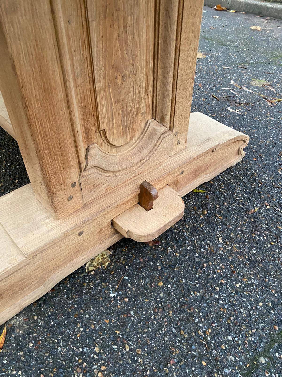 Restored 19th century solid oak monastery dining table, 215cm