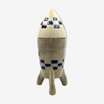 Ceramic rocket, spaceship bottle, France 1940s-1950s