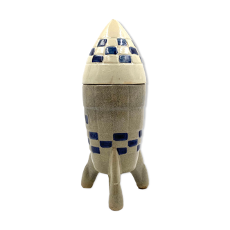 Ceramic rocket, spaceship bottle, France 1940s-1950s