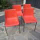Set of 4 old red LAFA chairs L264