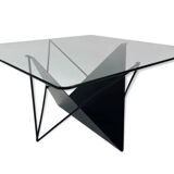 Table basse vintage en fil d'acier des années 80 au design éclectique