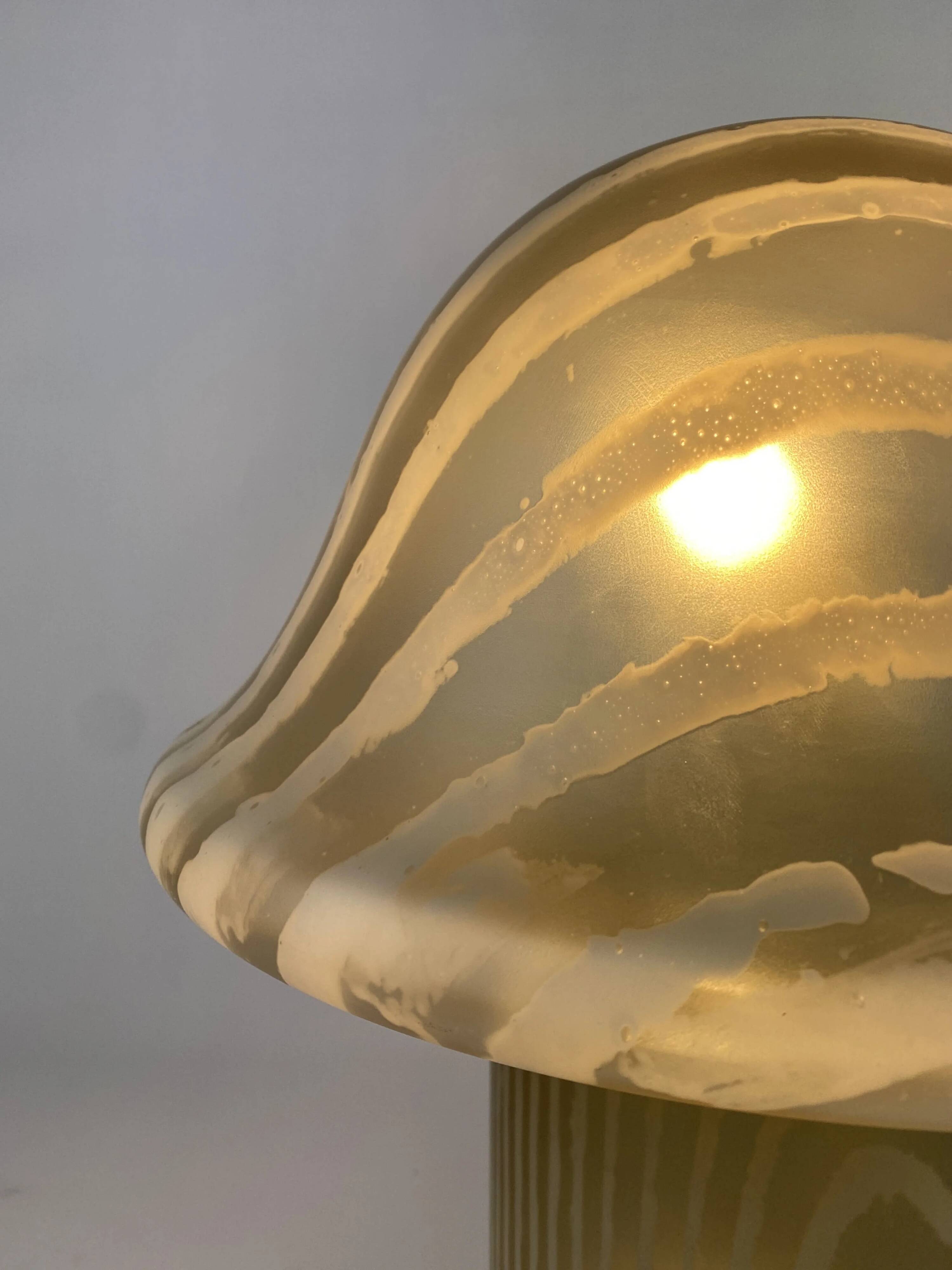 Large mushroom table lamp by Peill and Putzler in smoked glass XL 1970