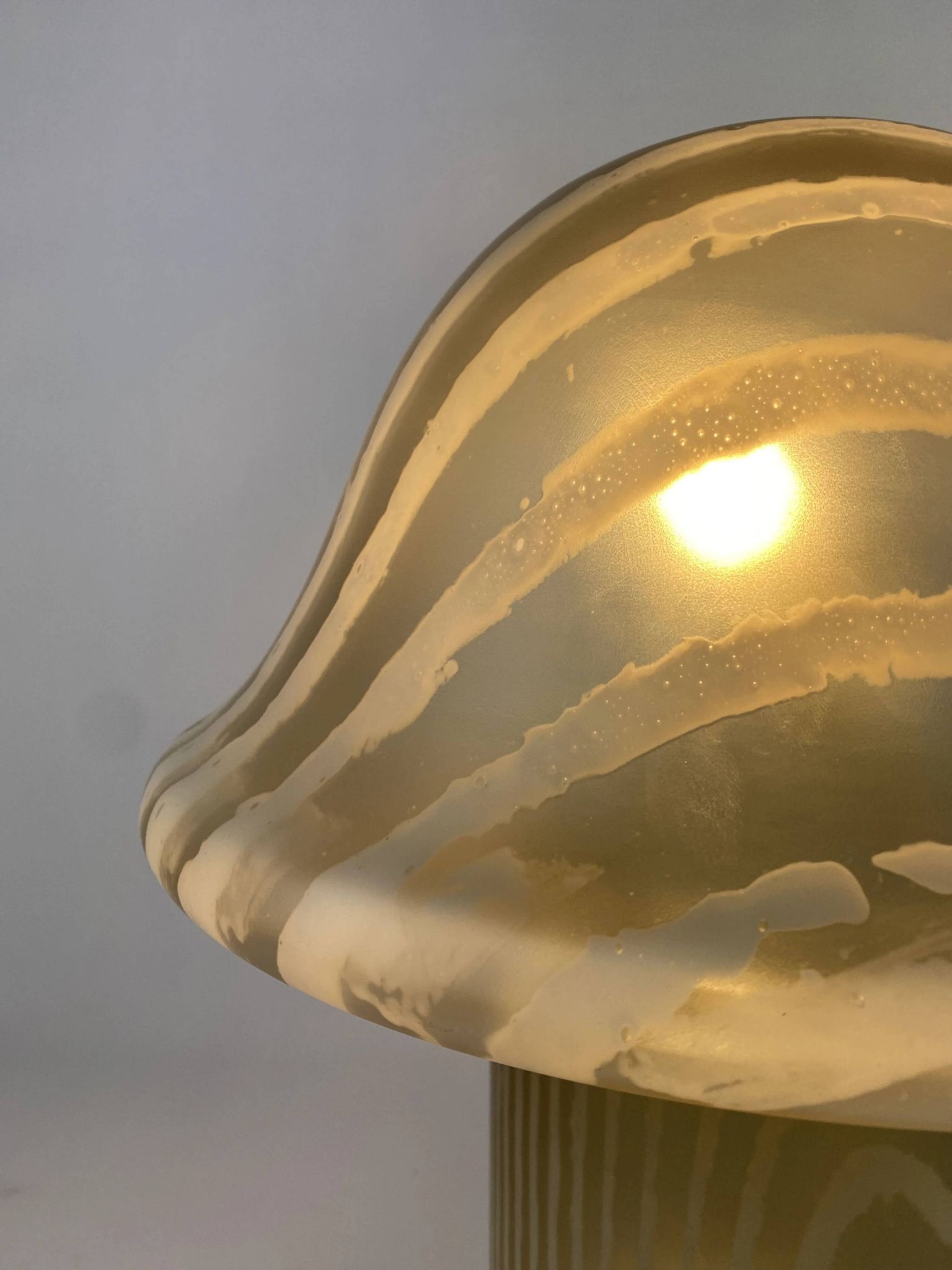 Large mushroom table lamp by Peill and Putzler in smoked glass XL 1970