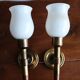 Pair of vintage Lunel house wood and brass wall lights