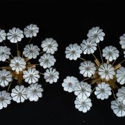 Pair of Murano white flower ceiling lamps. Italy 1980s