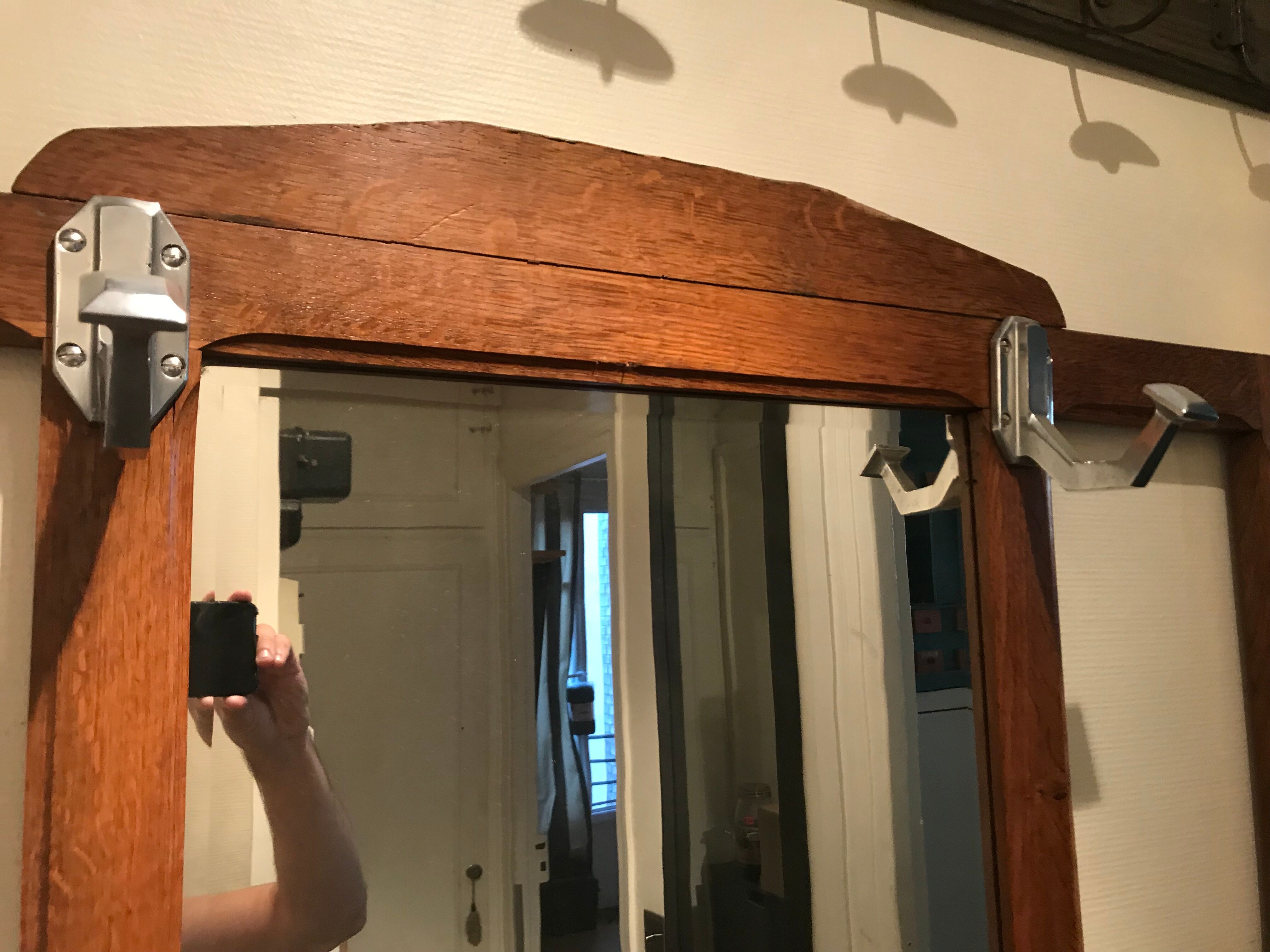 Art deco period solid oak coat rack