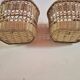 set of 2 vintage hanging rattan baskets