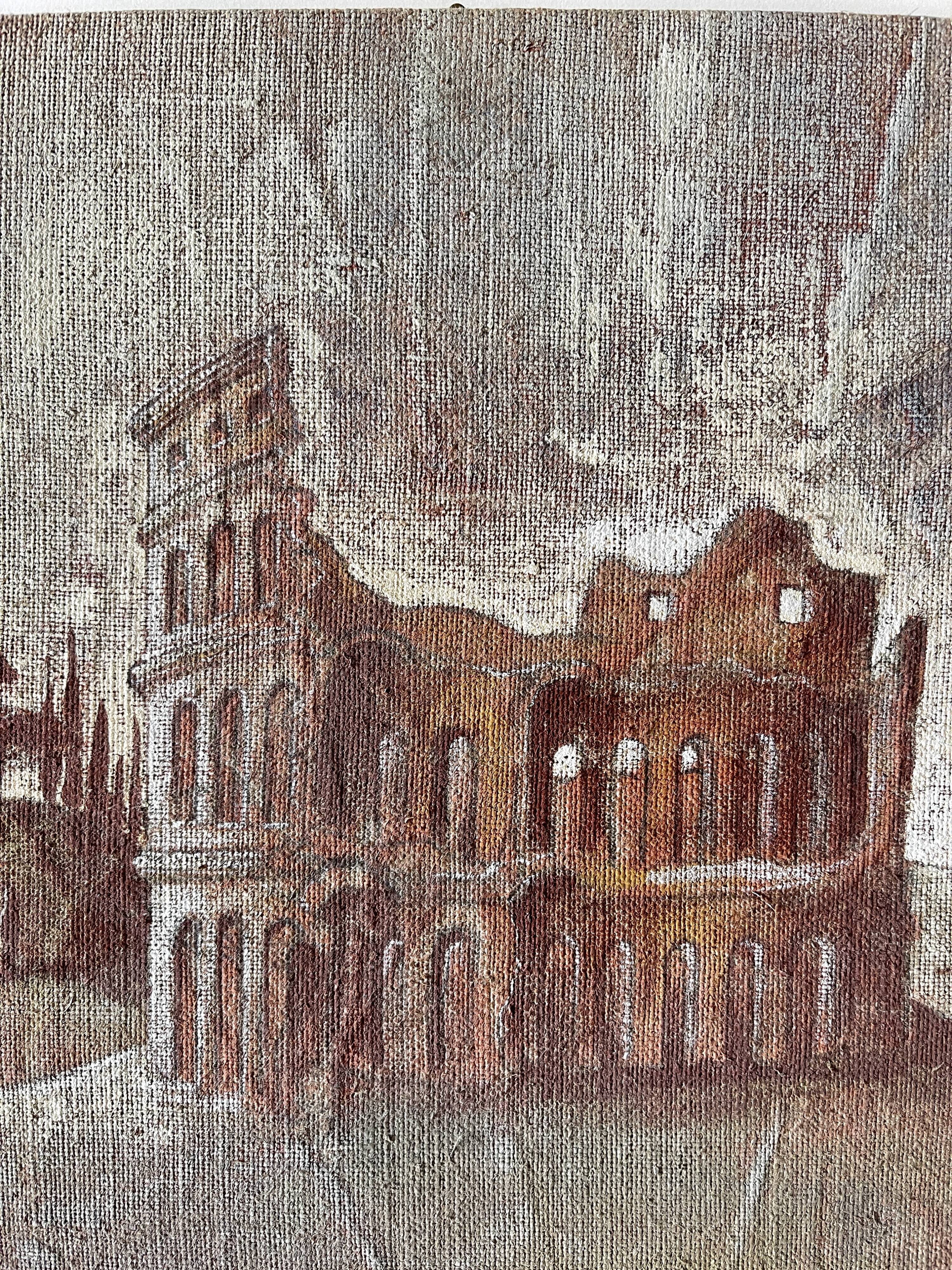 Oil on canvas landscape a l'antique signed gouny et marange