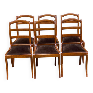 6 chaises de salle à - velours marron