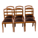 6 Louis Philippe dining chairs in solid wood and brown velvet.