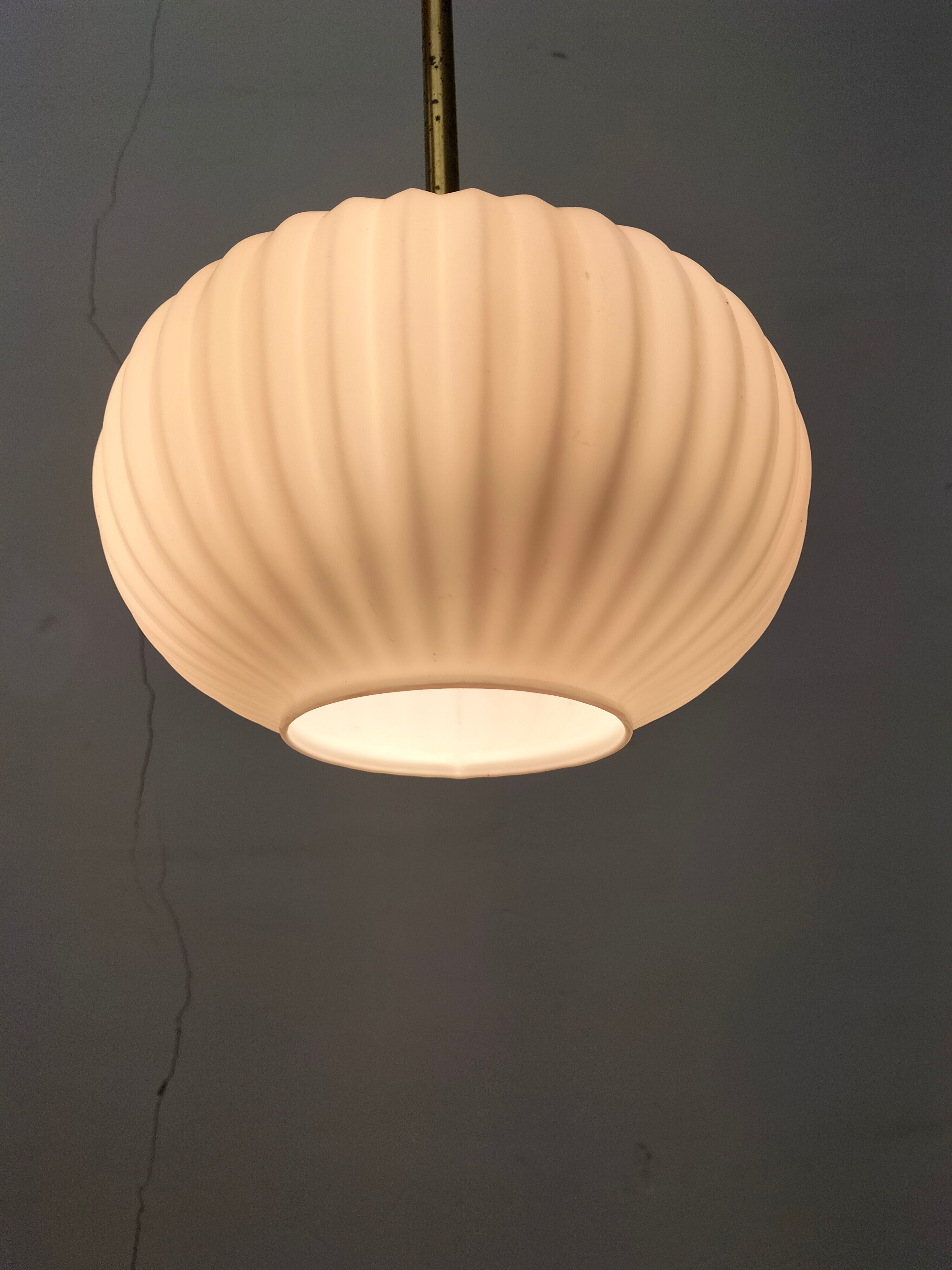 Pair brass and glass chandeliers