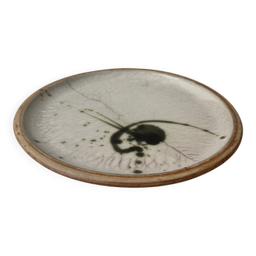 Grande assiette en céramique Poterie de La Colombe, France 1970