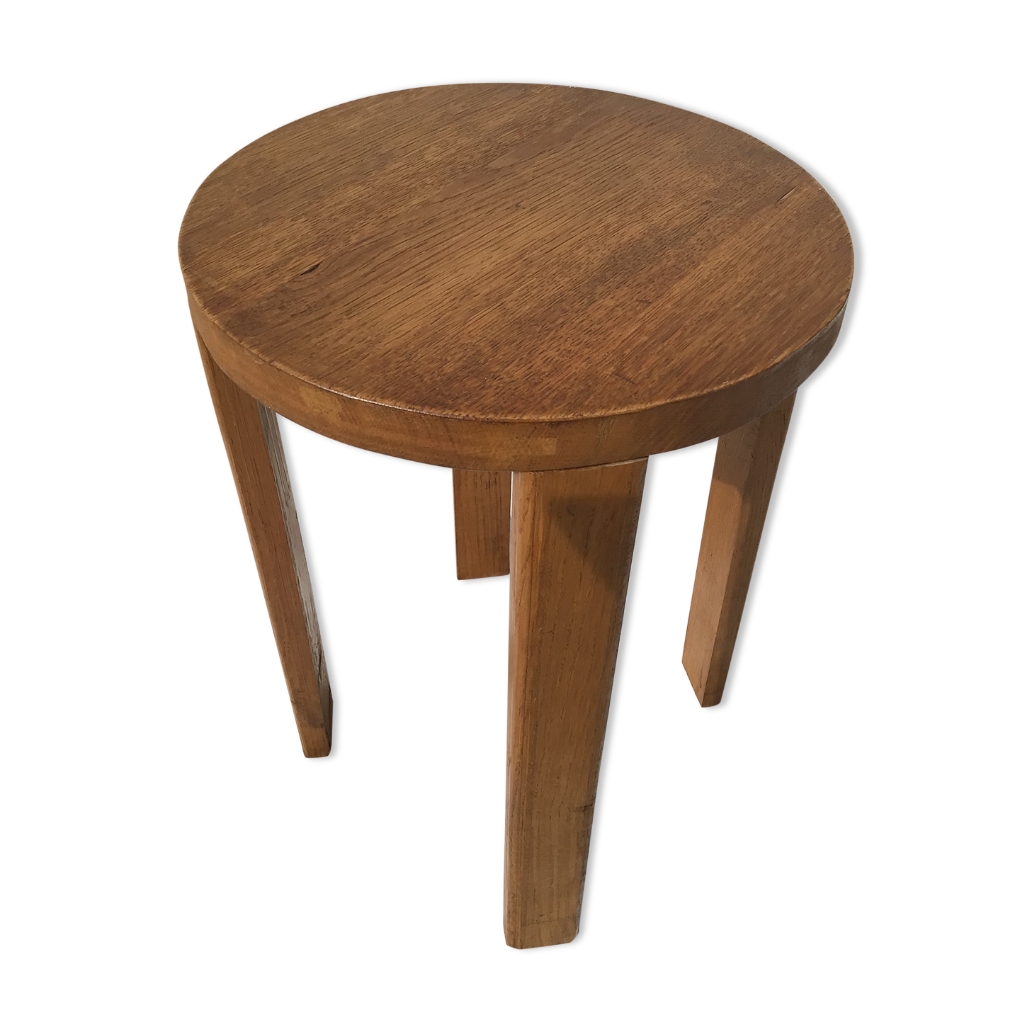 Round stool solid oak rectangular feet