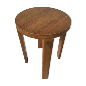 Round stool solid oak rectangular feet