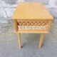 Vintage wood and rattan bedside table