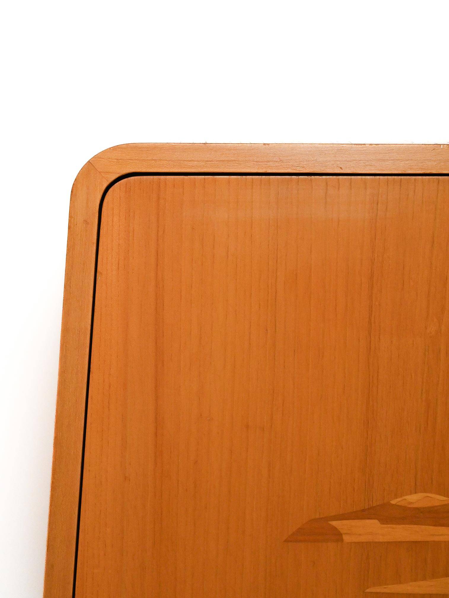 Scandinavian 1940s elm cabinet with inlay