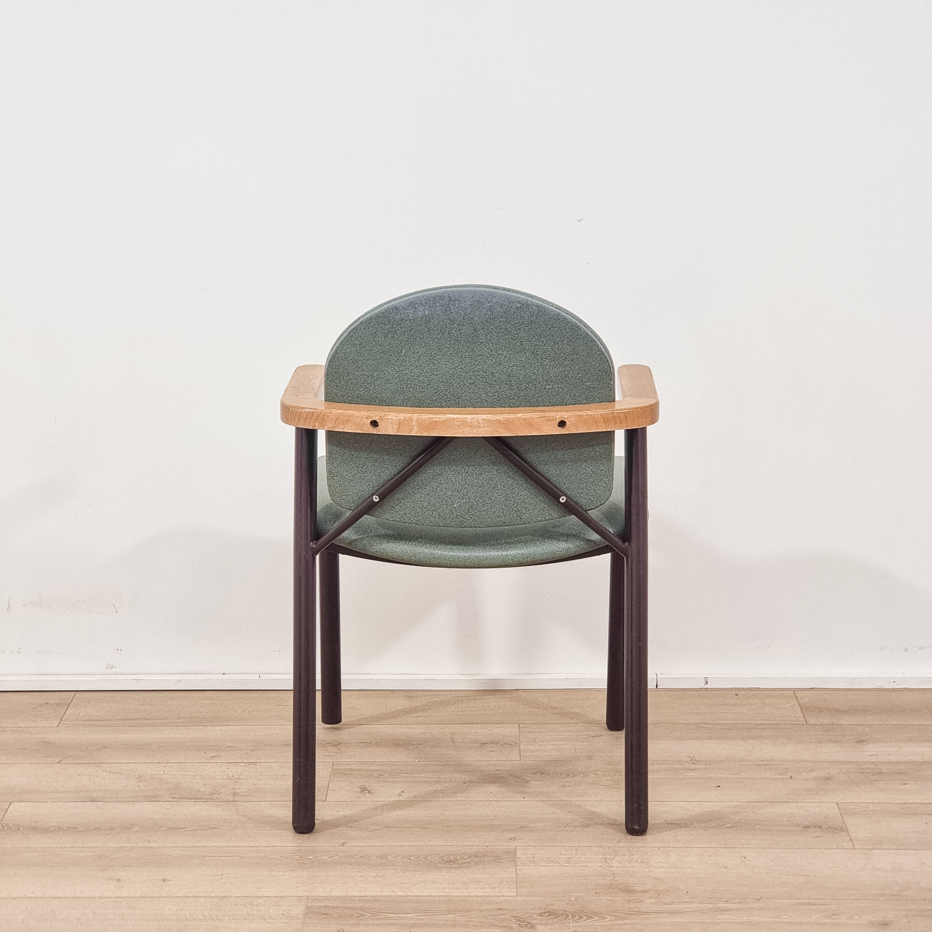 Pair of green armchairs, modernist design, 1970s