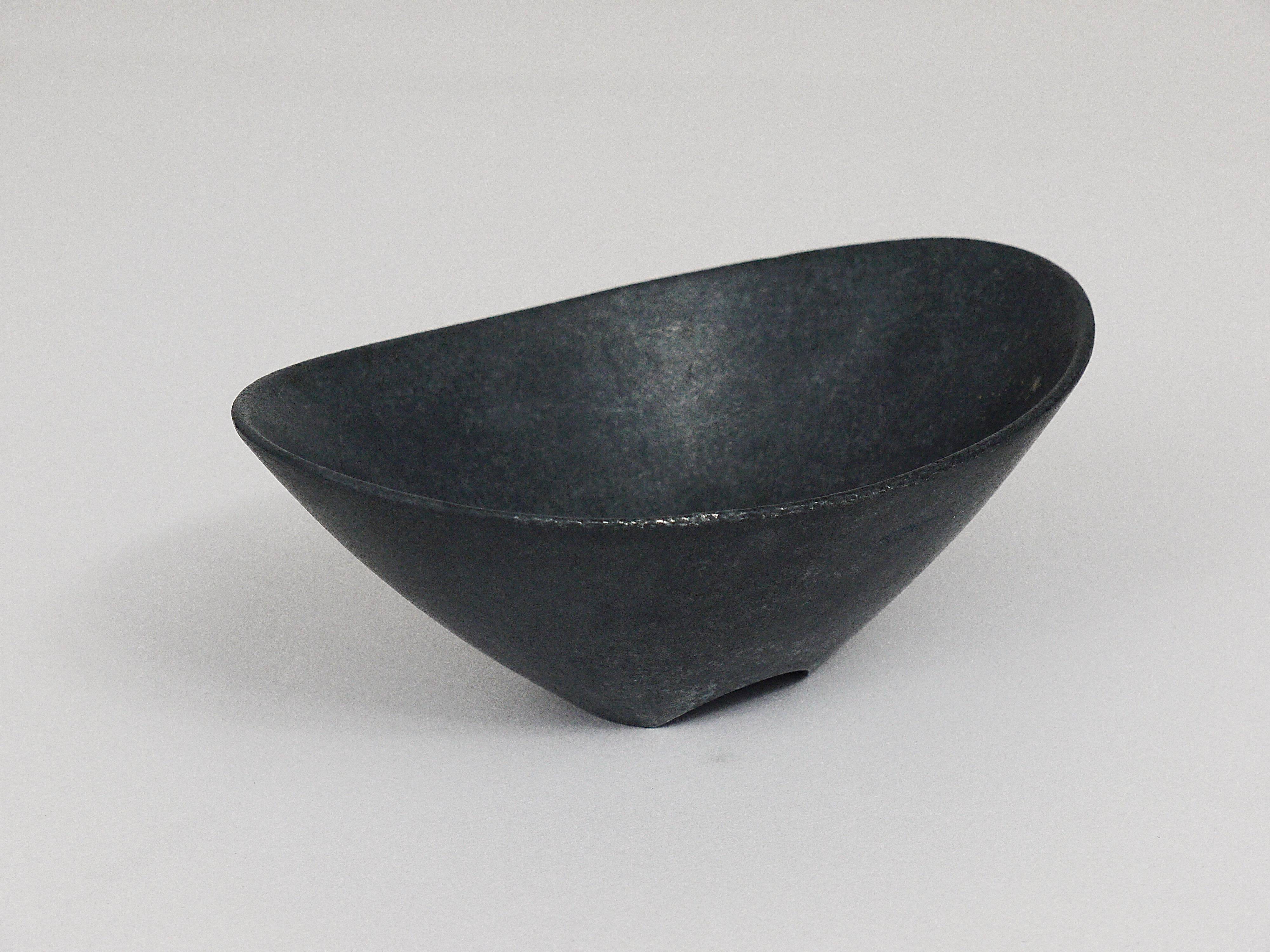 Black cast iron bowl from the mid-century or ashtray, Austria, 1950s.