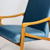 Czech Model Armchair attributed to Jiri Jiroutek in ocean blue, 1970s