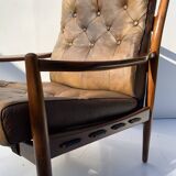 Vintage Leather Armchair “Läckö high” INGEMAR THILLMARK, OPE Möbler, 1965s