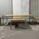 Set of 4 nesting coffee tables from the 70s, metal and solid oak.