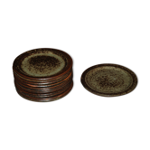 12 dessert plates in brown sandstone diameter 19.5 cm, Jean Tessier Le Cep workshop