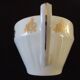 Set of six Art Deco white fine porcelain coffee cups and saucers