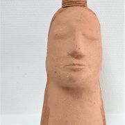 Anthropomorphic lamp foot depicting two faces terracotta design 80s
