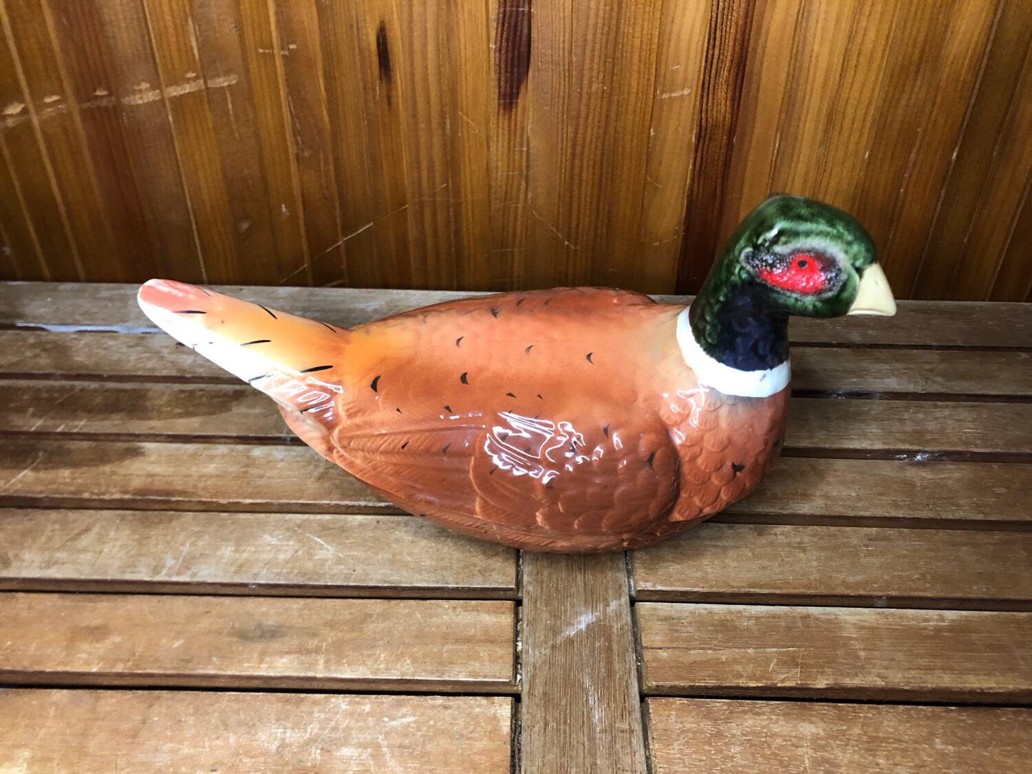 Old michel caugant terrine pheasant shape vintage ceramic