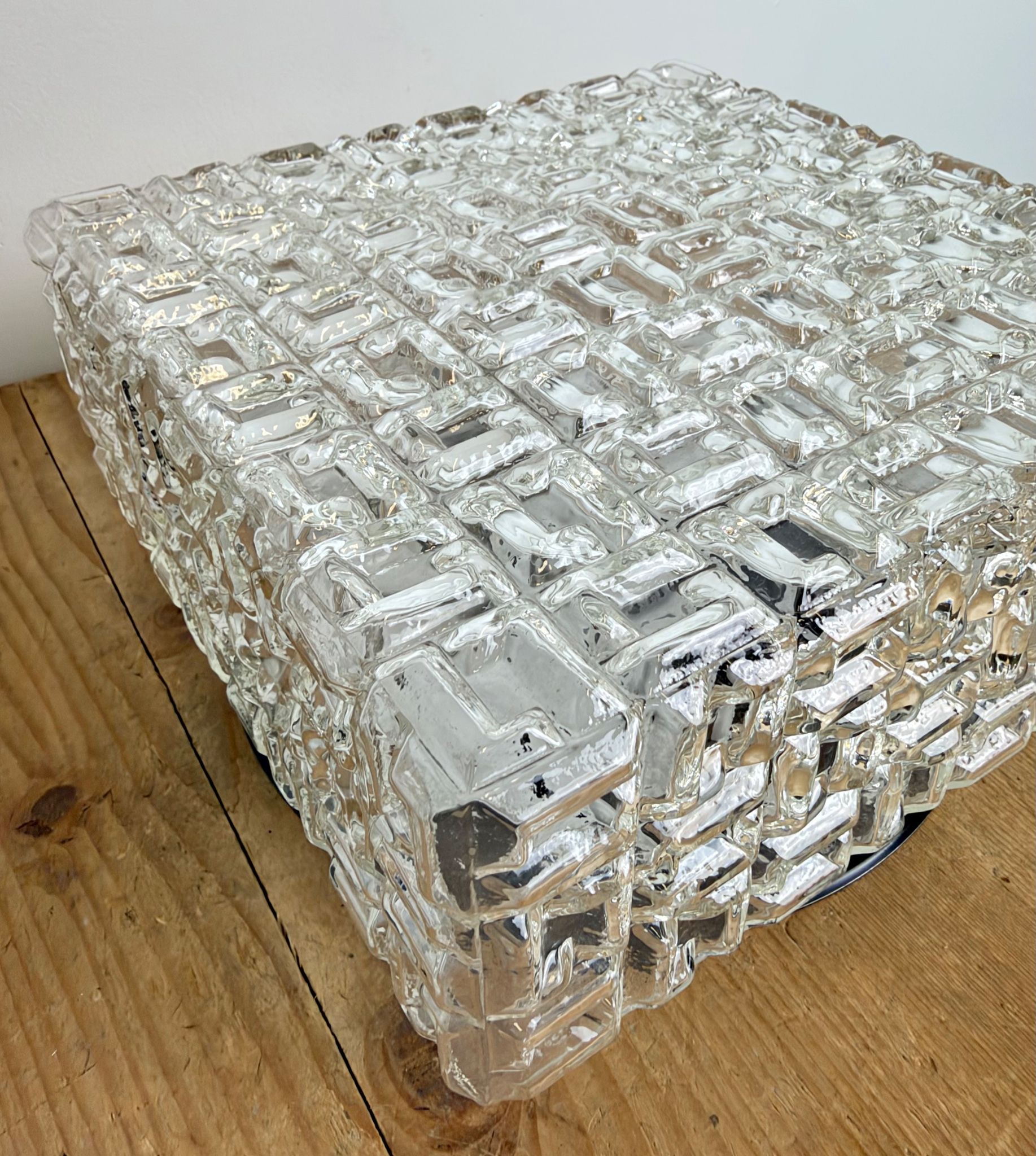 Vintage Glass Wall Or Ceiling Light, 1970s