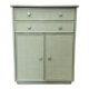 Vintage rattan woven and solid wood sideboard