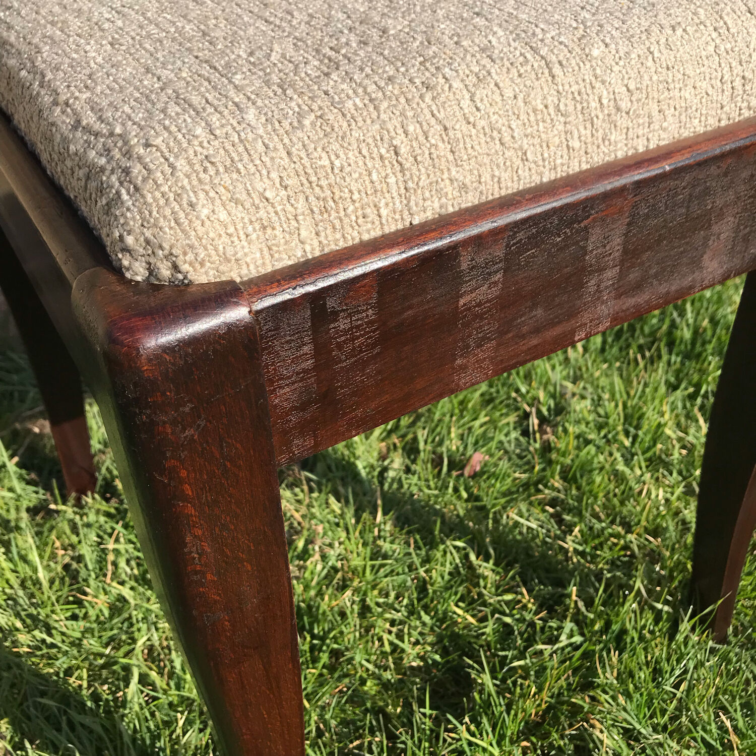 Vintage rectangular piano stool 1950