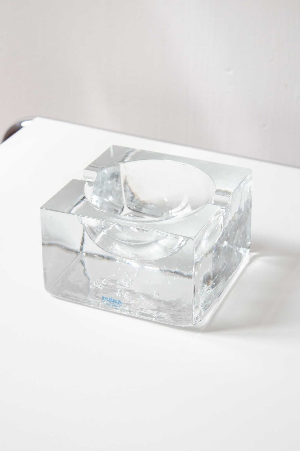 Cendrier en verre soufflé à bulles par Nybro Sweden