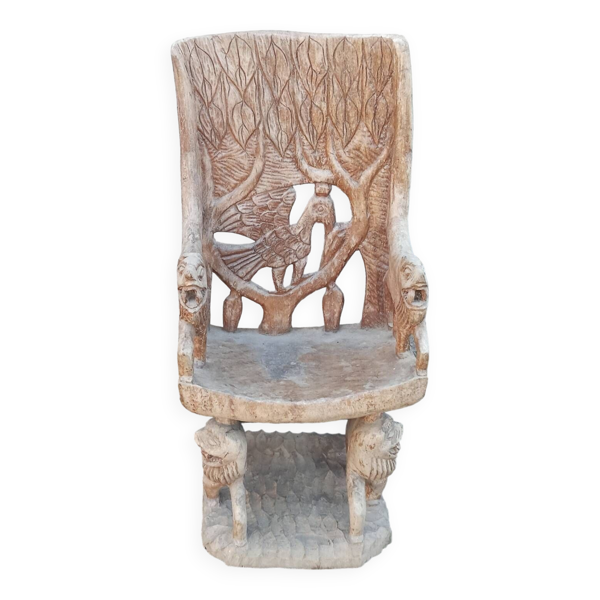 African wooden seat - tribal art from Benin