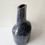 Blue glazed ceramic vase Signed Annie (height 26cm)