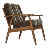 1970s, Danish armchair, beech wood, furniture wool fabric.