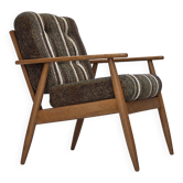 1970s, Danish armchair, beech wood, furniture wool fabric.