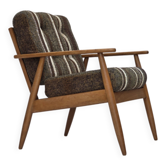 1970s, Danish armchair, beech wood, furniture wool fabric.