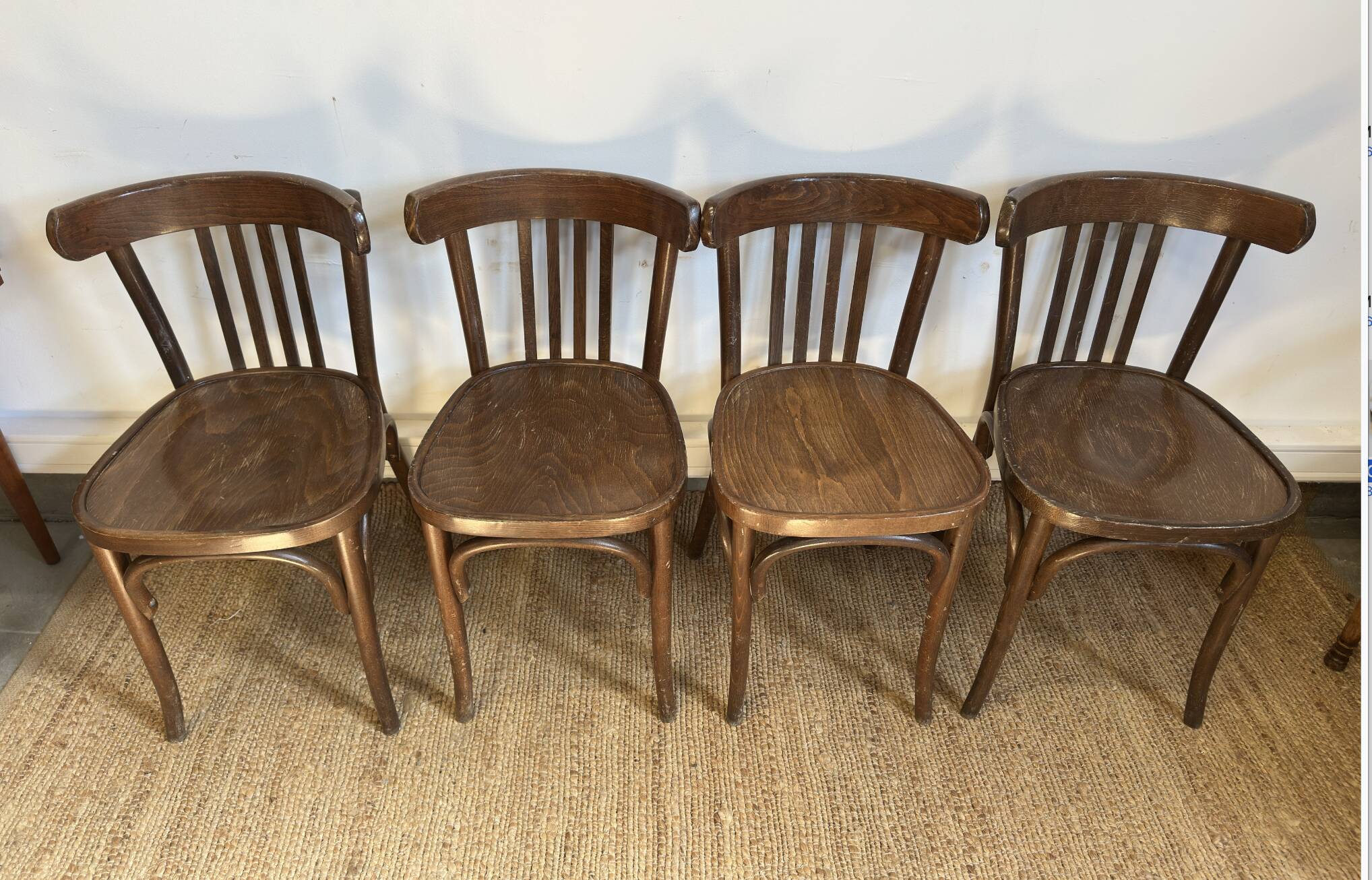 4 bentwood bistro chairs – slatted back – Baumann style