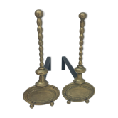 Pair of andirons in brass for fireplace