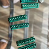 6 vintage green ceramic cupboard holders