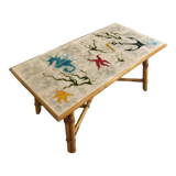 Ceramic and rattan coffee table