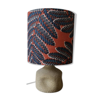 Sculpted stone lamp dlg Tormos, linen lampshade with botanical print