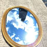 Ancien miroir ovale doré et frise 40x53cm
