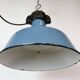 Industrial Blue Enamel Factory Lamp with Cast Iron Top, 1960s