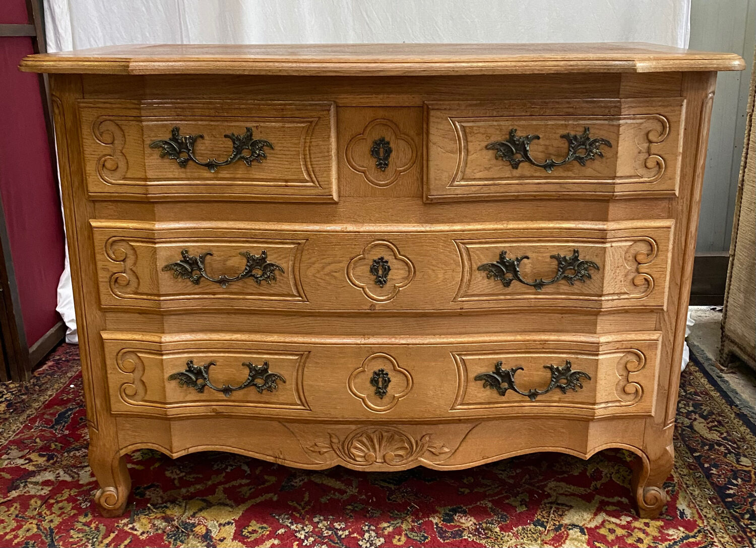 Louis XV style cherry chest of drawers