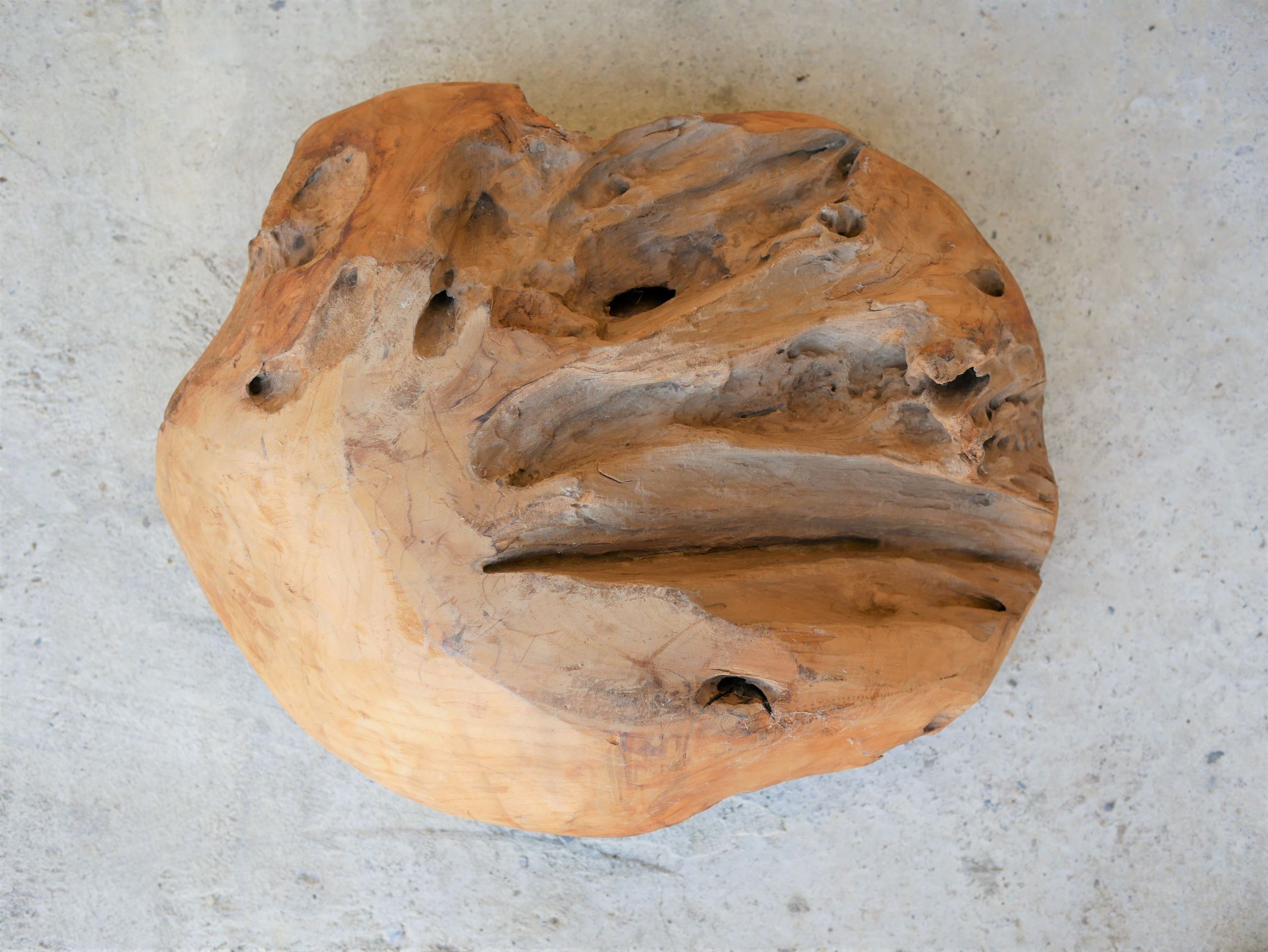 Empty wooden and copper pocket