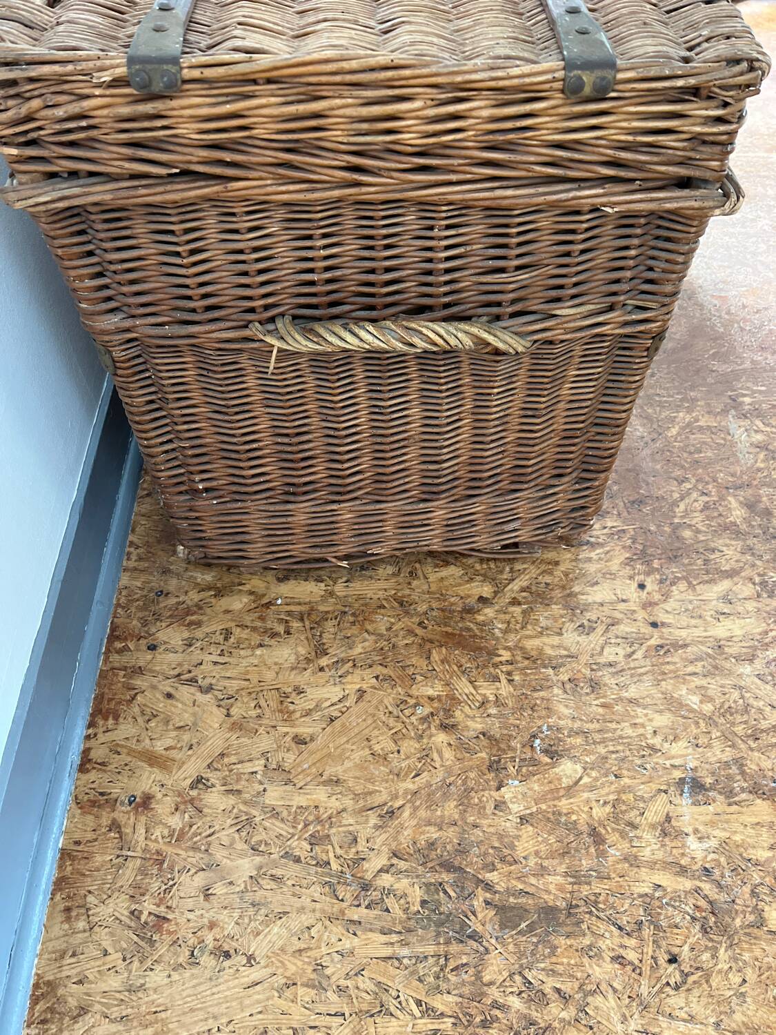 Old wicker transport trunk, early 20th century